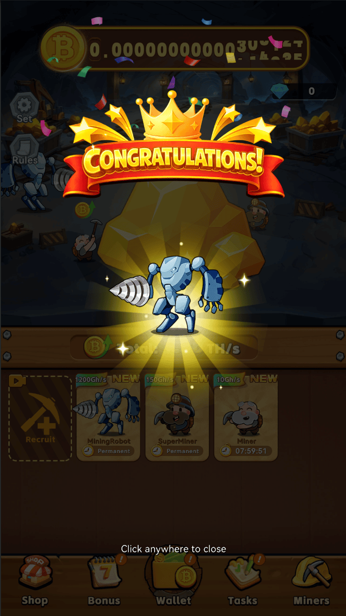 Bitcoin Miner - Digital Gold Diggers tavern recruit screenshot