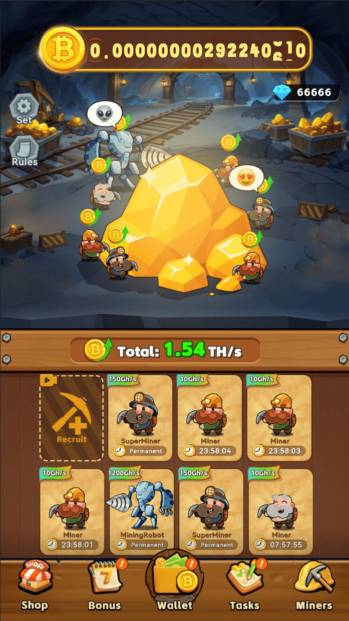 Bitcoin Miner - Digital Gold Diggers main mining gameplay screenshot